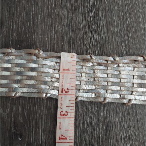 Calvin Klein Woven Tan Belt with Silver Buckle - Picture 7 of 7